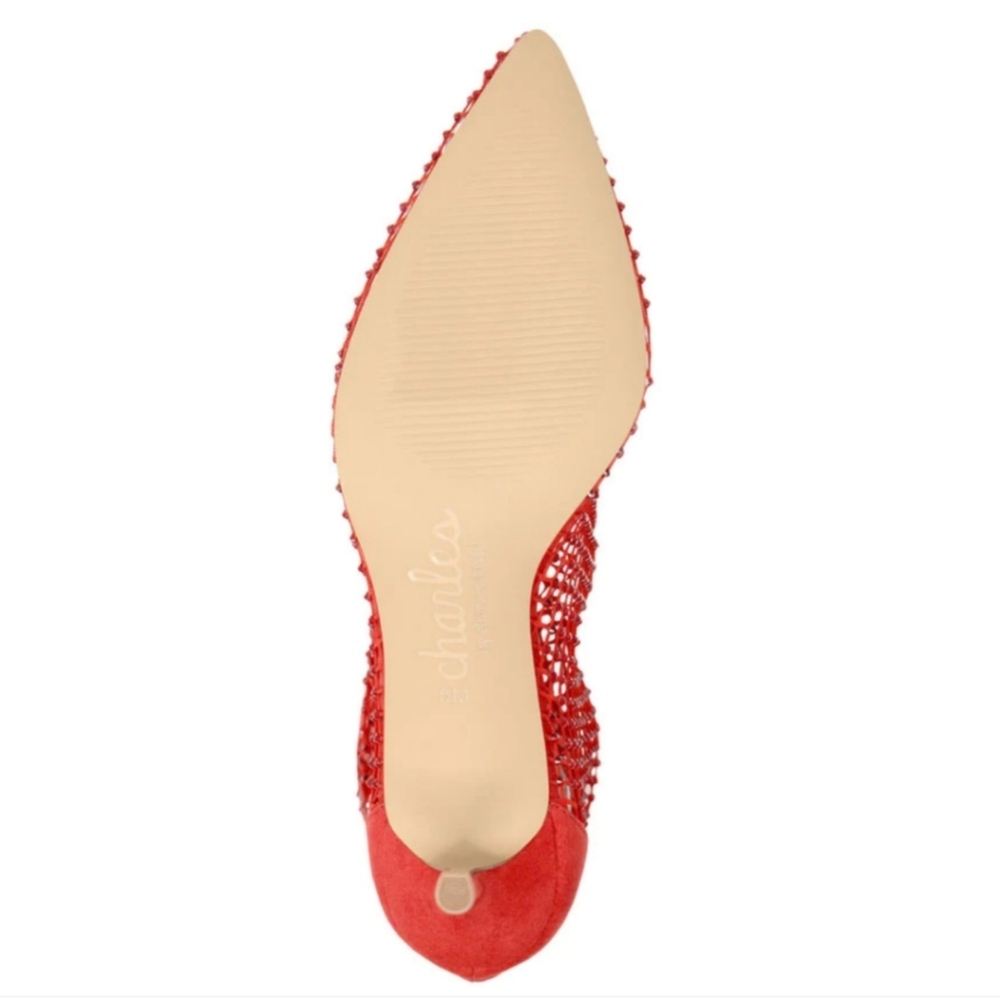 CHARLES DAVID AFTERHOURS RED RHINESTONE MESH BOOTIE, FIERY RHINESTONE RED 7.5 - Picture 8 of 16